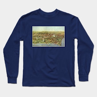 Antique Map with a Panoramic View of Washington DC Long Sleeve T-Shirt